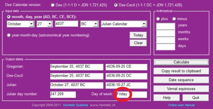 Hermetic Systems Date Calculator
